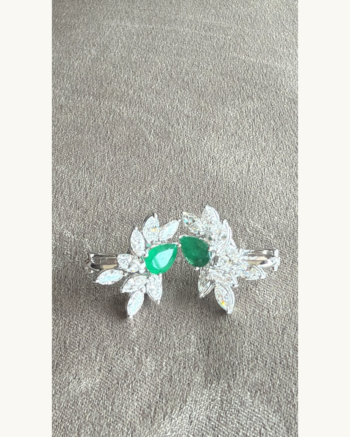 Emerald and Diamond Open Cocktail Ring