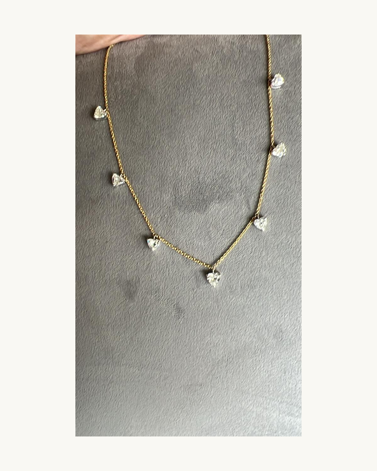 Gold Diamond Heart Station Necklace