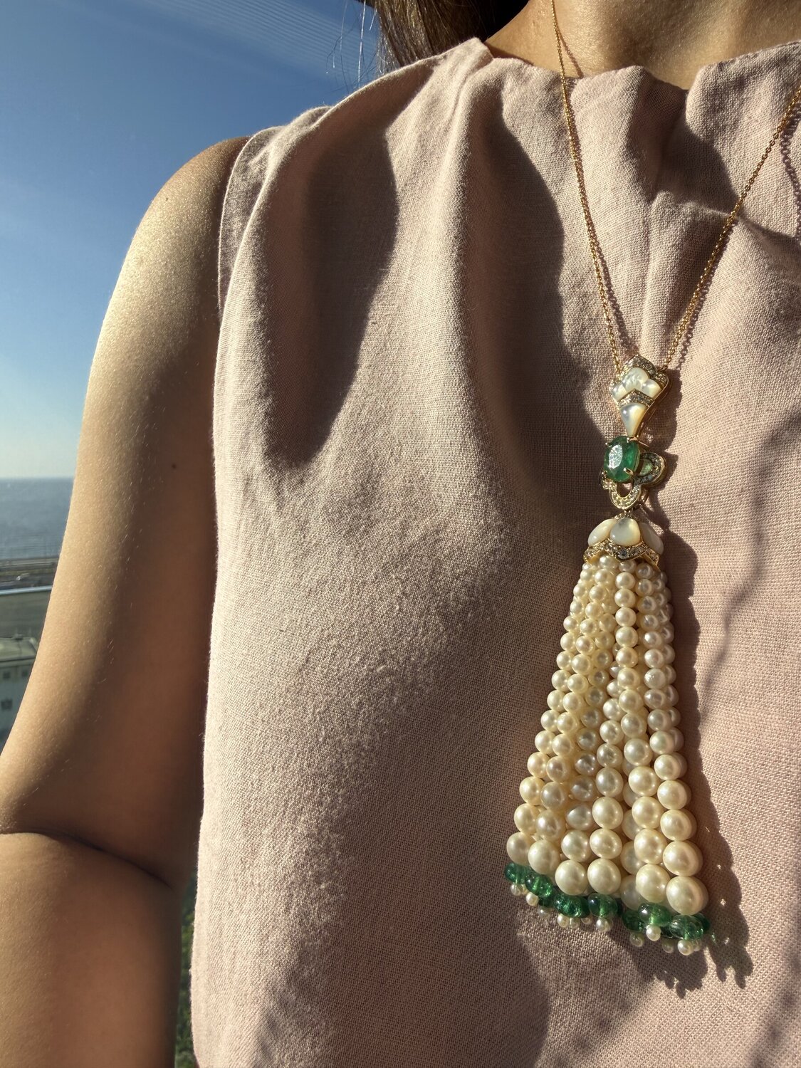 Pearl Tassel Drop Pendant Necklace