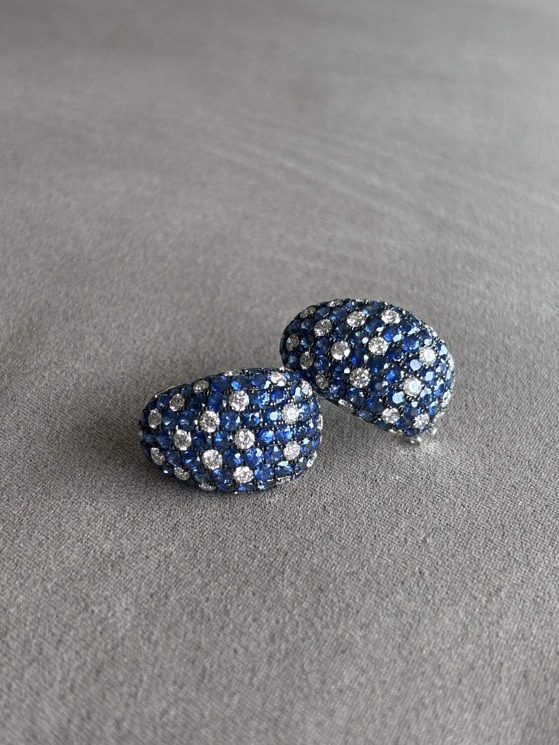 Blue Sapphire Pavé Huggie Earrings